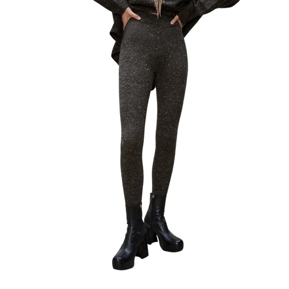 Zara Dark Grey Speckled Knit Leggings | U.S. Woman’s Small - Picture 1 of 7